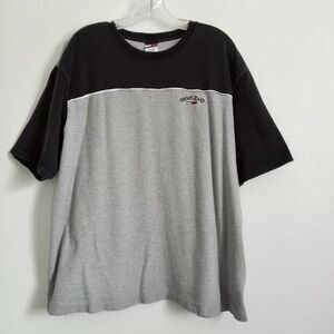 Vintage Tommy Hilfiger Shirt Cotton Short Sleeves 1990s Pull Crew Gray Black XXL